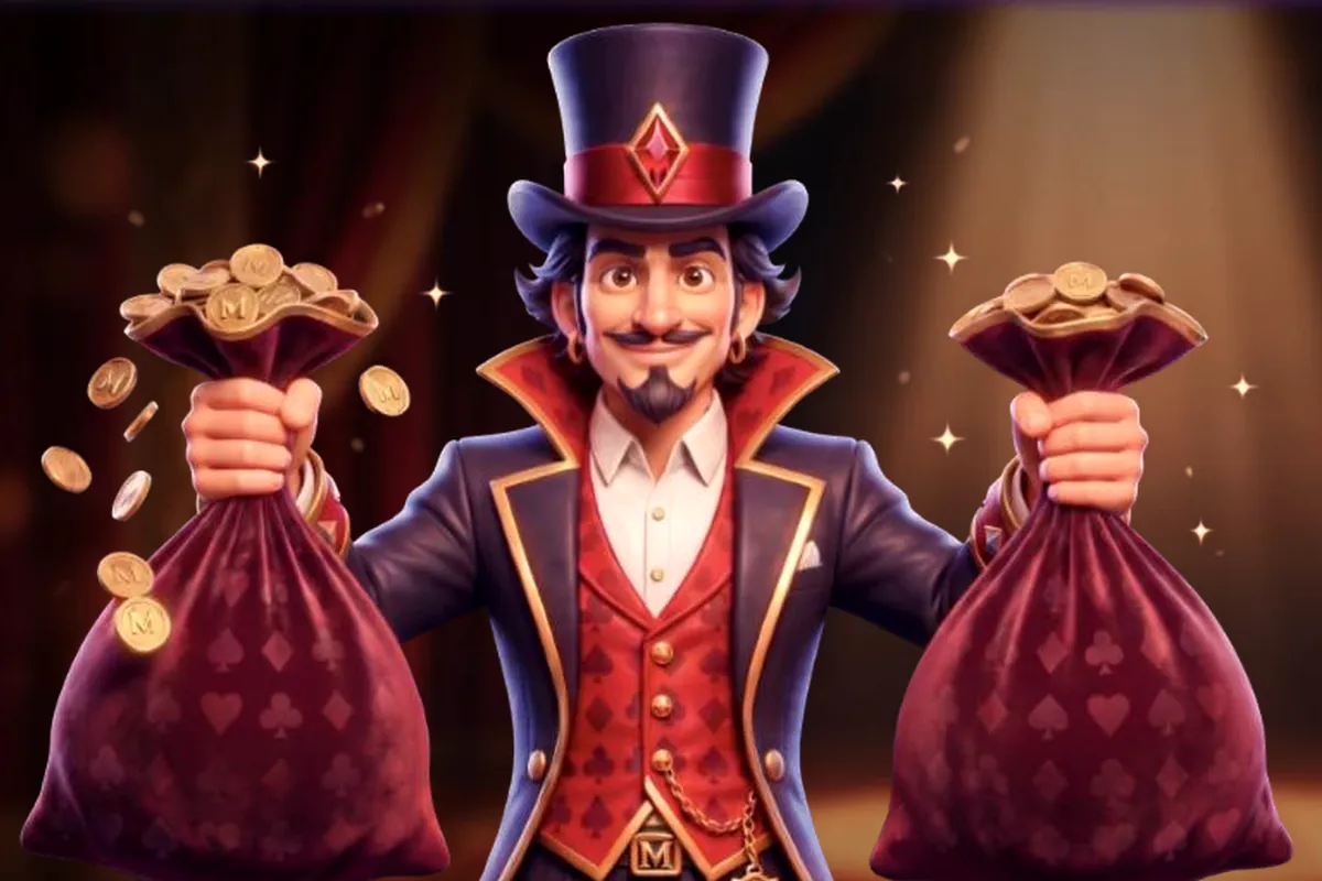 MorosWin first deposit bonus: magician with coin bags